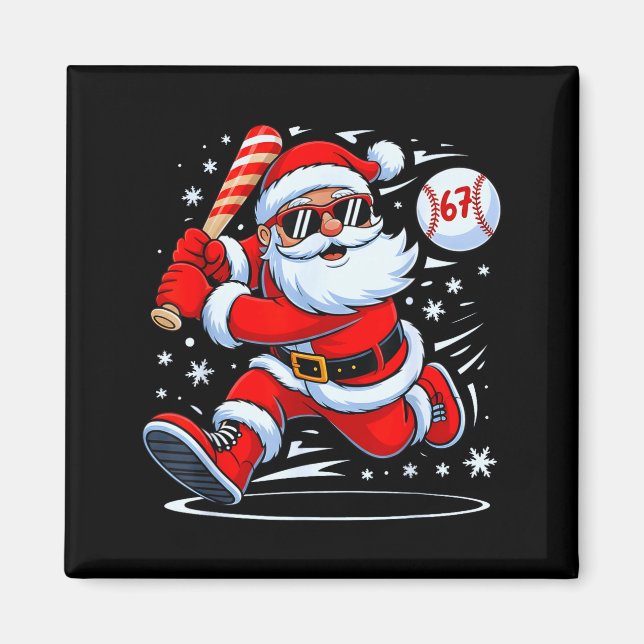 Funny Baseball Santa 67 Christmas Xmas Pajamas Boy Magnet (Front)