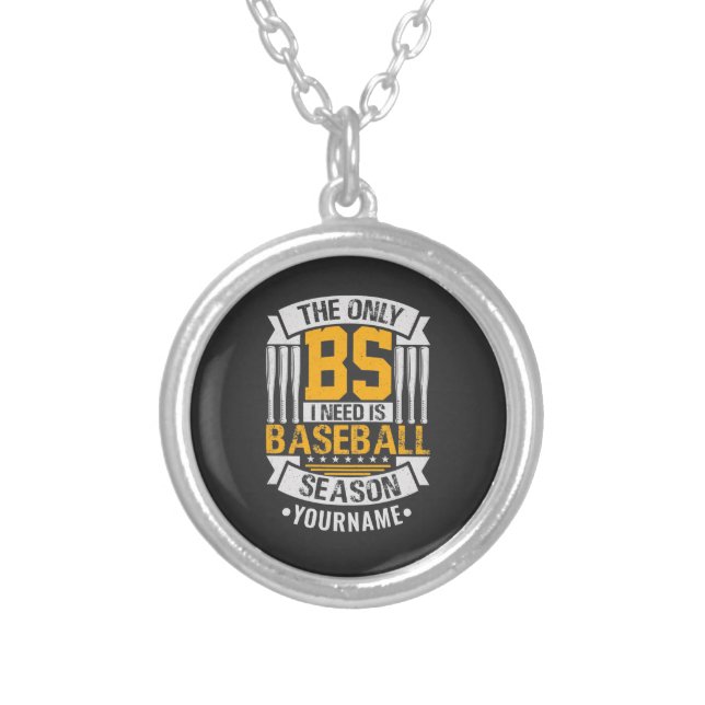 Funny Baseball Sarcasm Silver Plated Necklace (Front)