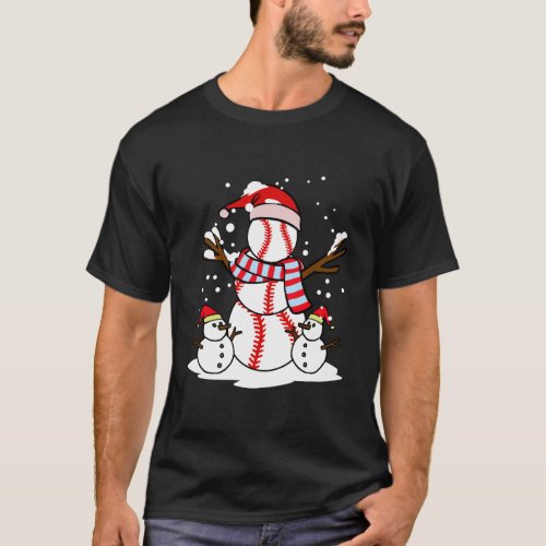 Funny Baseball Snowman Christmas Gift Idea _ Baseb T_Shirt