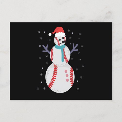 Funny Baseball Snowman Christmas New Year Gift Postcard