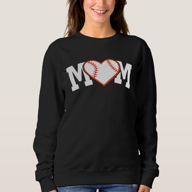 Funny Baseball Softball Ball Mom Heart Love Sweatshirt (Front)
