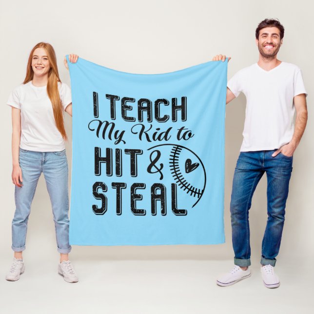 Funny Baseball sports Dad word art  Fleece Blanket (In Situ)