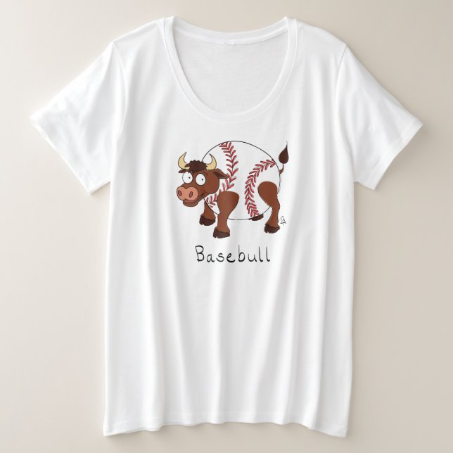 Funny Baseball sports Kids Cartoon Animal Plus Size T-Shirt (Design Front)