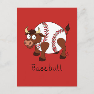 Funny Baseball sports Kids Cartoon Animal Postcard