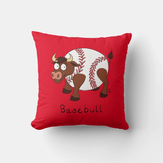 Funny Baseball sports Kids Cartoon Animal Throw Pillow (Front)