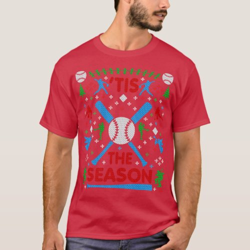 Funny Baseball Tis the Season Ugly Christmas Sweat T_Shirt