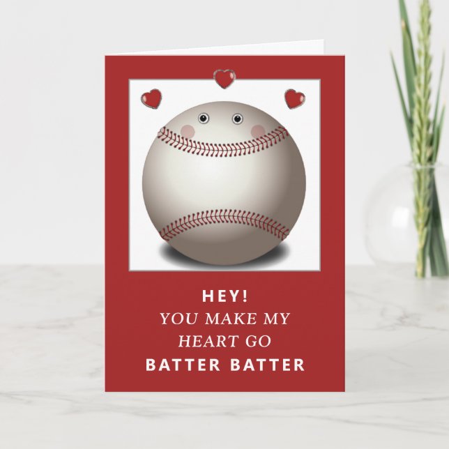 Funny Baseball Valentine Holiday Card (Front)