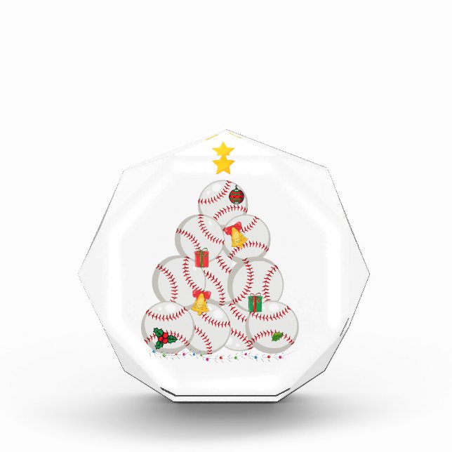 Funny Baseball Very Merry Christmas Tree Award (Front)