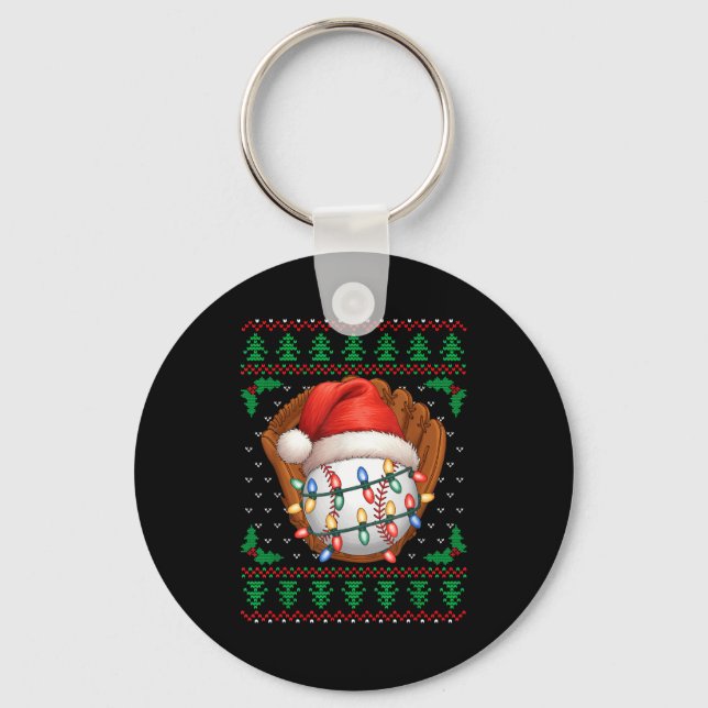 Funny Baseball Xmas Boys Men Women Kids Ugly Chris Keychain (Front)