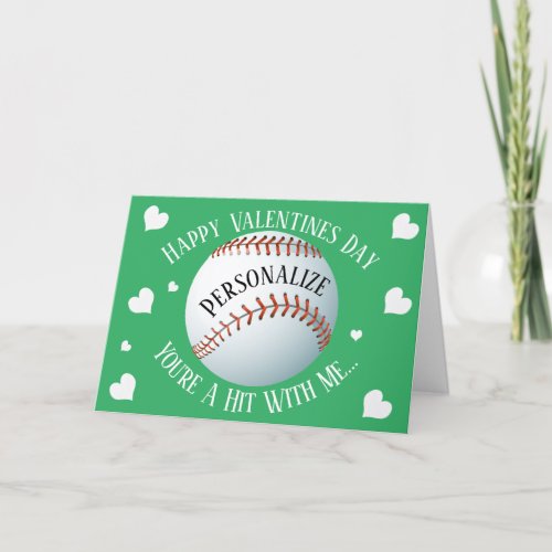 Funny Baseball Youre A Hit Valentines Holiday Card
