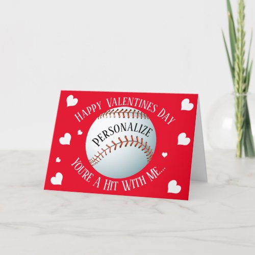 Funny Baseball Youre A Hit Valentines Holiday Card