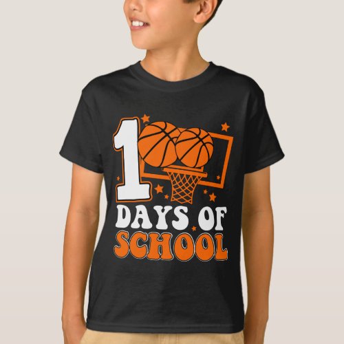 Funny Basketball 100 Days Of School Student  T_Shirt