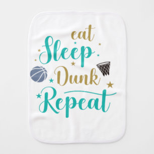 Funny Basketball Baby Burp Cloth - Eat Sleep Dunk 