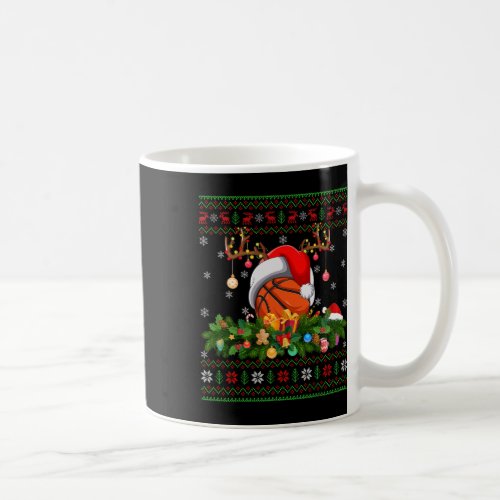 Funny Basketball Ball Raindeer Hat Ugly Basketball Coffee Mug