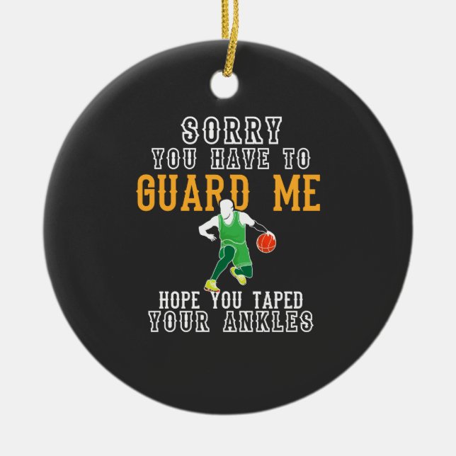 Funny Basketball Ceramic Ornament (Front)
