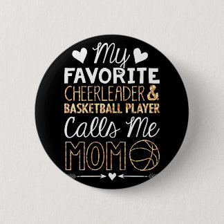 Funny Basketball Cheer Fan Leopard Mom Button