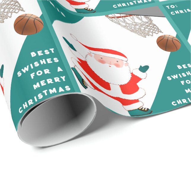 Funny Basketball Christmas Gift Wrapping Paper (Roll Corner)