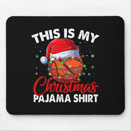 Funny Basketball Christmas Lights Santa Hat Xmas P Mouse Pad