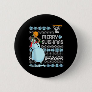 Funny Basketball Christmas Quote Merry Swishmas Ma Button