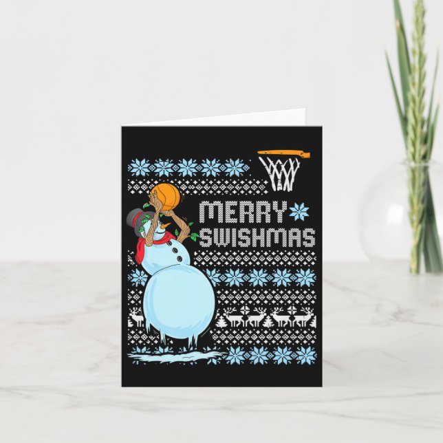 Funny Basketball Christmas Quote Merry Swishmas Ma Card (Front)