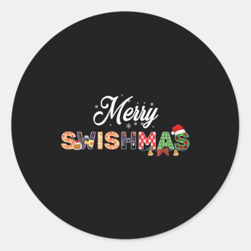 Funny Basketball Christmas Quote Merry Swishmas Ma Classic Round Sticker