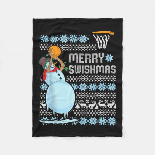 Funny Basketball Christmas Quote Merry Swishmas Ma Fleece Blanket