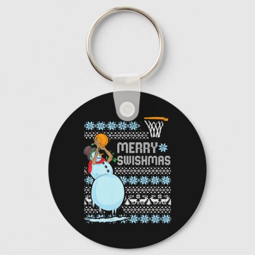 Funny Basketball Christmas Quote Merry Swishmas Ma Keychain