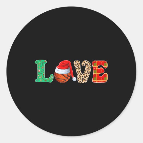 Funny Basketball Christmas Santa Hat Basketball Lo Classic Round Sticker