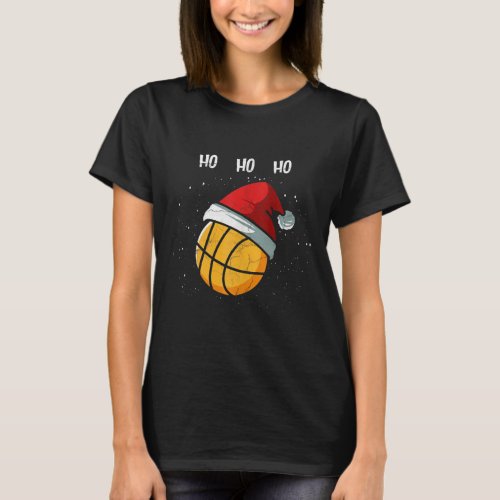 Funny Basketball Christmas Santa Hat Basketball Pl T_Shirt