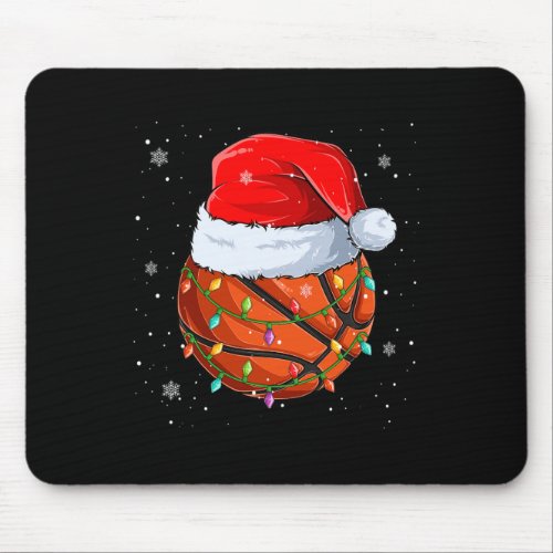 Funny Basketball Christmas Santa Hat Xmas Lights  Mouse Pad