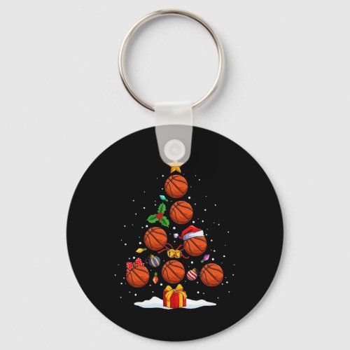 Funny Basketball Christmas Tree Lights Xmas For Me Keychain