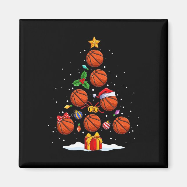 Funny Basketball Christmas Tree Lights Xmas For Me Magnet (Front)