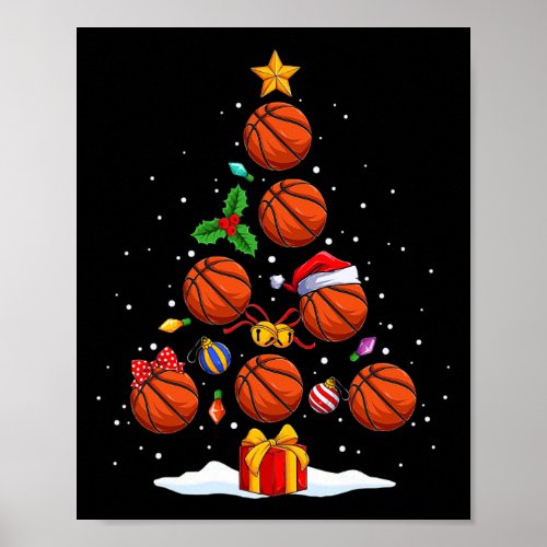 Funny Basketball Christmas Tree Lights Xmas For Me Poster