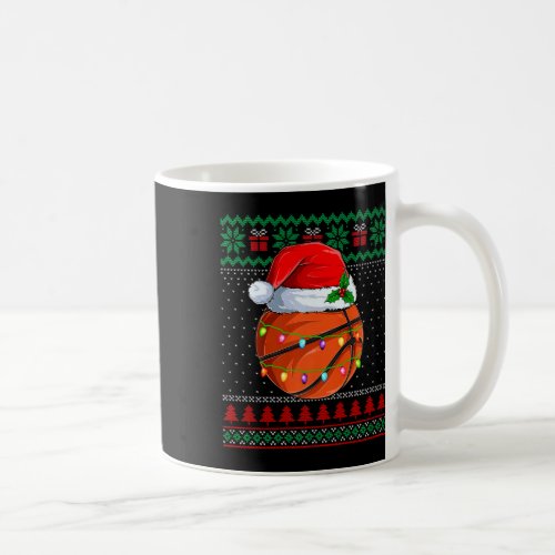 Funny Basketball Christmas Ugly Sweater Santa Hat  Coffee Mug