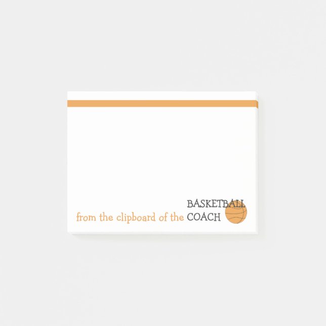 Funny Basketball Coach Clipboard of Text Template Post-it Notes (Front)