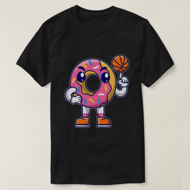 Funny Basketball Donut Gift Boys Girls T-Shirt (Design Front)