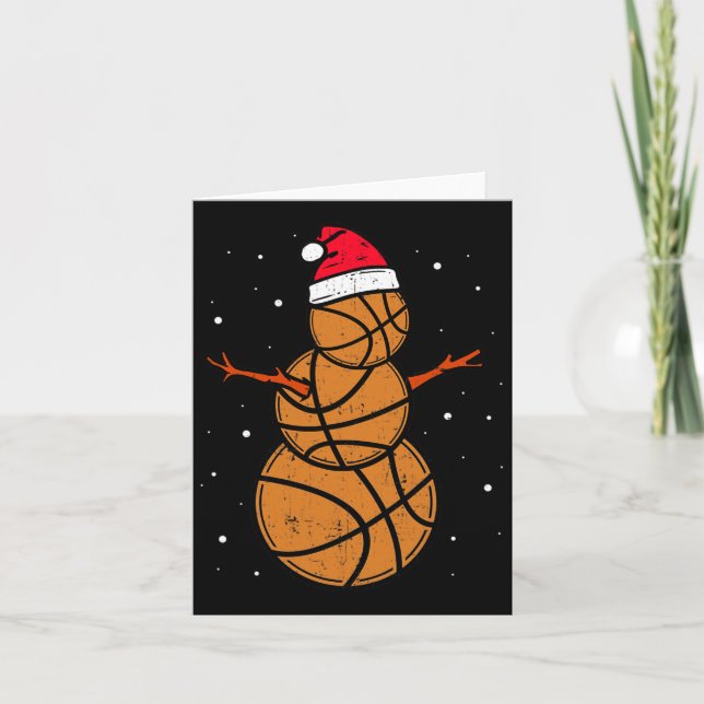 Funny Basketball For Boys Girls Christmas Snowman  Card (Front)