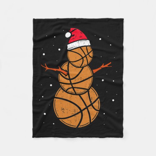 Funny Basketball For Boys Girls Christmas Snowman  Fleece Blanket