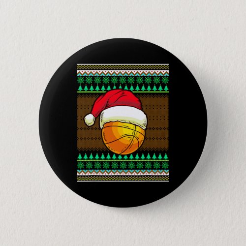 Funny Basketball For Men Boys Design Ugly Christma Button