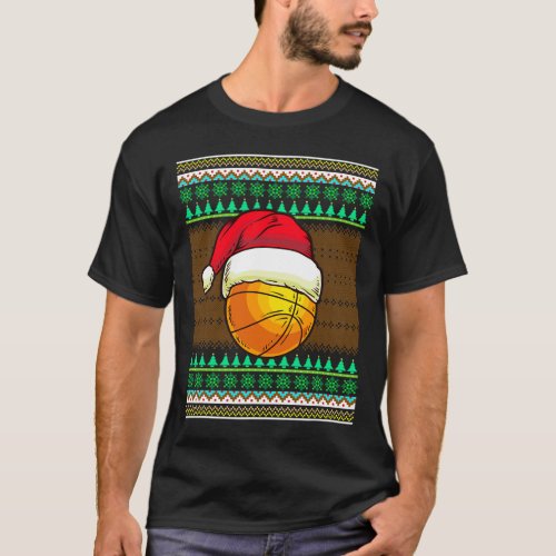 Funny Basketball For Men Boys Design Ugly Christma T_Shirt