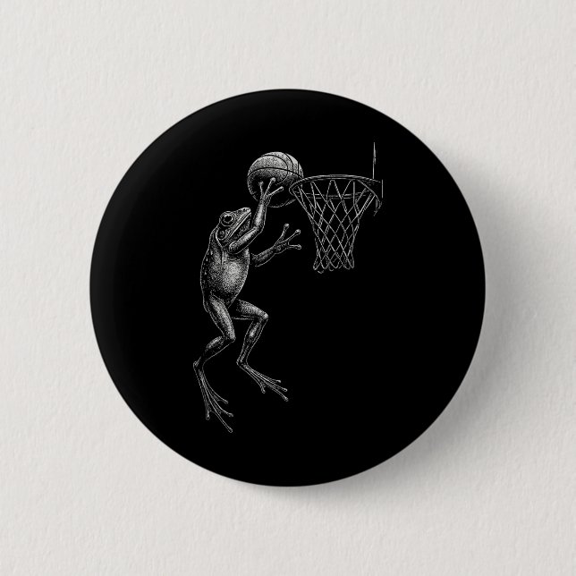 Funny Basketball Frog  Button (Front)