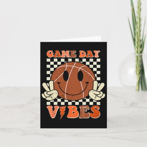 Funny Basketball Game Day Vibes Smile Face Basketb Card