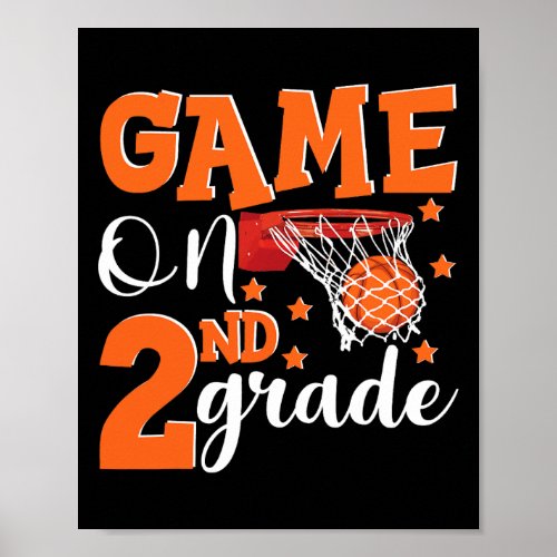 Funny Basketball Game On 2nd Grade Back To School  Poster