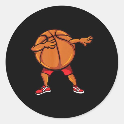 Funny Basketball Gift For Kids Cool Dabbing Basket Classic Round Sticker
