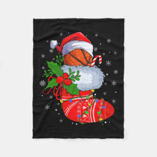 Funny Basketball In Christmas Socks Santa Basketba Fleece Blanket