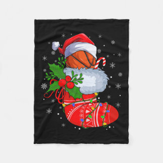 Funny Basketball In Christmas Socks Santa Basketba Fleece Blanket