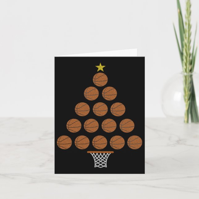 Funny Basketball Lover Christmas Tree Hoops Theme  Card (Front)