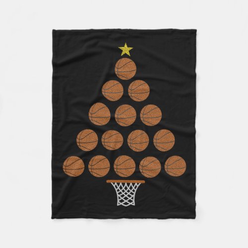 Funny Basketball Lover Christmas Tree Hoops Theme  Fleece Blanket