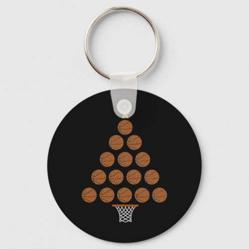 Funny Basketball Lover Christmas Tree Hoops Theme  Keychain