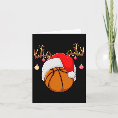 Funny Basketball Lover Reindeer Santa Basketball C Card